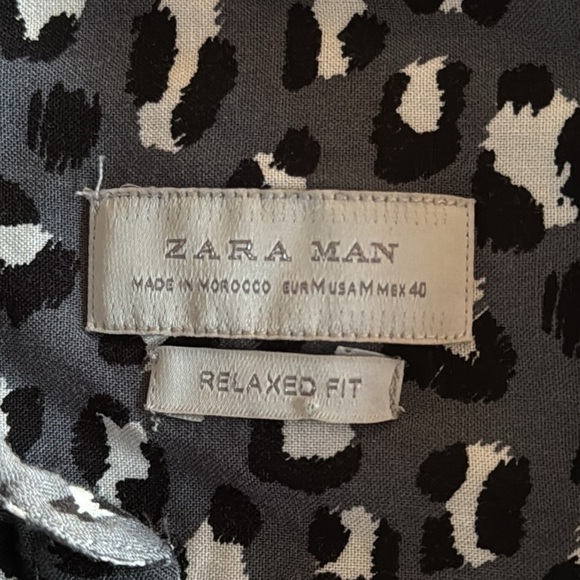 Zara Men’s Medium Relaxed Fit Button Down Shirt Cheetah Leopard Print Top - Picture 5 of 7